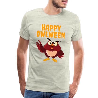 Happy Owlween, Happy Halloween, Monster, Trick Or Treat, Halloween, Spooky, Scary, Skull, halloween sweater, owl house, Men's Premium T-Shirt - heather oatmeal