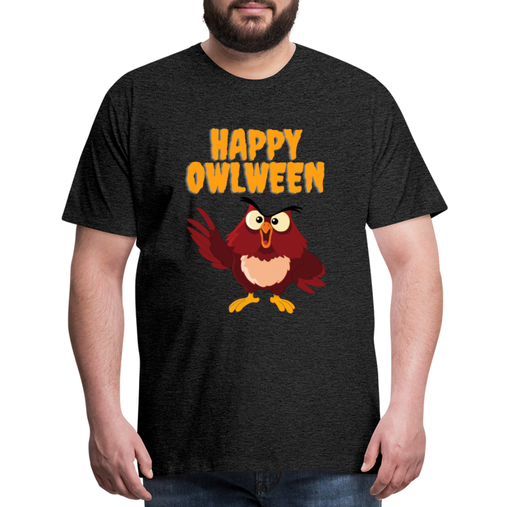 Happy Owlween, Happy Halloween, Monster, Trick Or Treat, Halloween, Spooky, Scary, Skull, halloween sweater, owl house, Men's Premium T-Shirt - charcoal grey