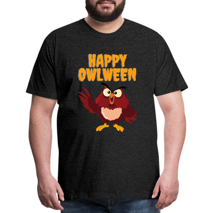 Happy Owlween, Happy Halloween, Monster, Trick Or Treat, Halloween, Spooky, Scary, Skull, halloween sweater, owl house, Men's Premium T-Shirt - charcoal grey