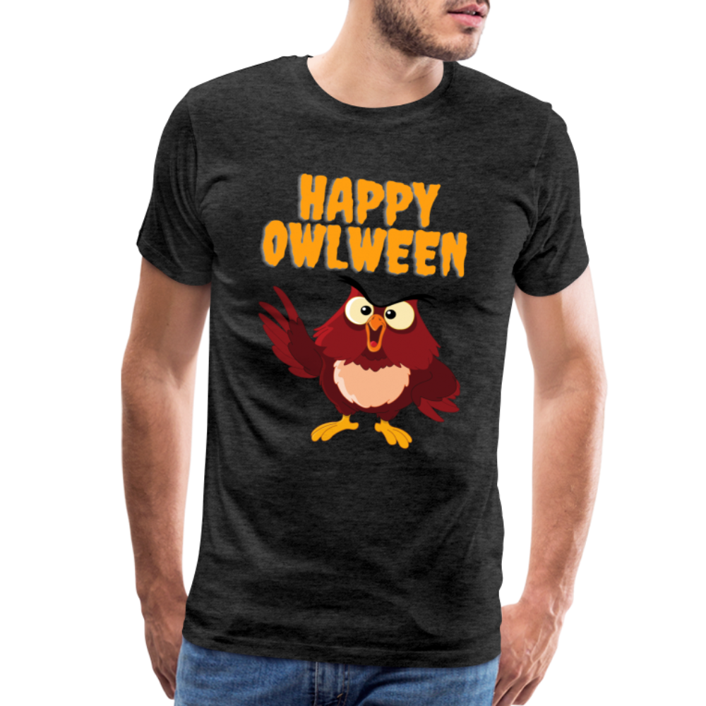 Happy Owlween, Happy Halloween, Monster, Trick Or Treat, Halloween, Spooky, Scary, Skull, halloween sweater, owl house, Men's Premium T-Shirt - charcoal grey