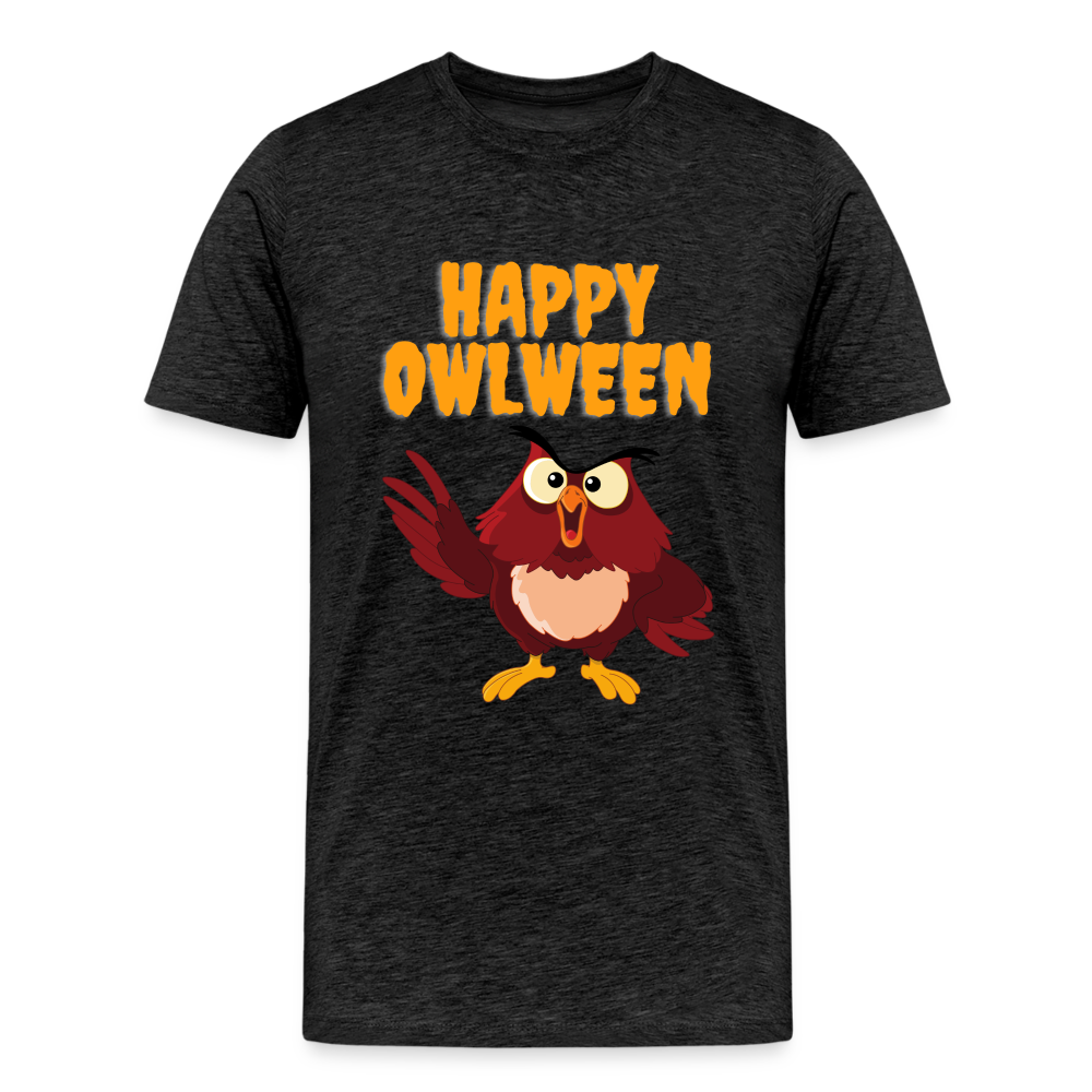 Happy Owlween, Happy Halloween, Monster, Trick Or Treat, Halloween, Spooky, Scary, Skull, halloween sweater, owl house, Men's Premium T-Shirt - charcoal grey