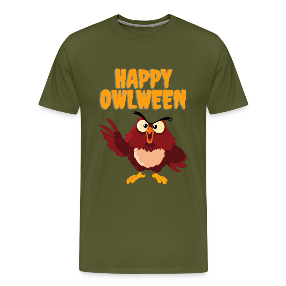 Happy Owlween, Happy Halloween, Monster, Trick Or Treat, Halloween, Spooky, Scary, Skull, halloween sweater, owl house, Men's Premium T-Shirt - olive green