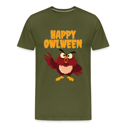 Happy Owlween, Happy Halloween, Monster, Trick Or Treat, Halloween, Spooky, Scary, Skull, halloween sweater, owl house, Men's Premium T-Shirt - olive green