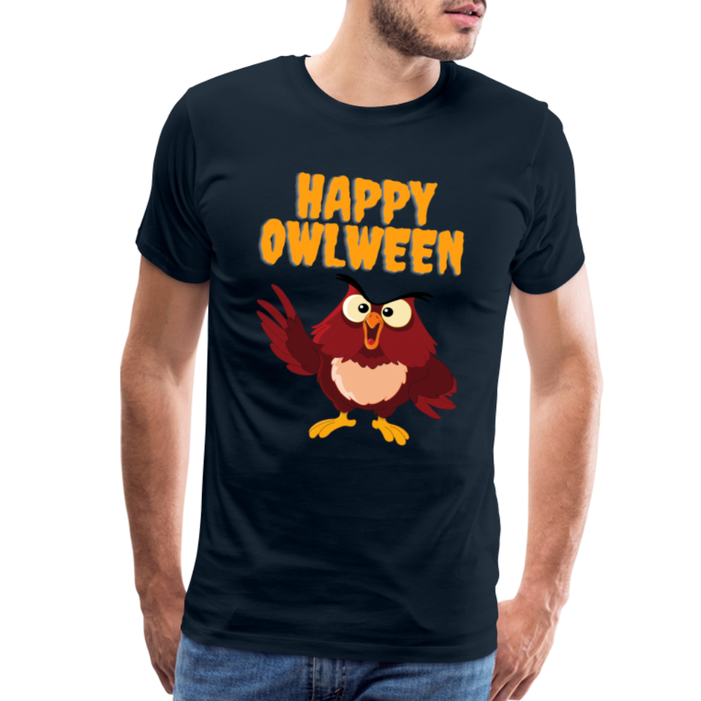 Happy Owlween, Happy Halloween, Monster, Trick Or Treat, Halloween, Spooky, Scary, Skull, halloween sweater, owl house, Men's Premium T-Shirt - deep navy