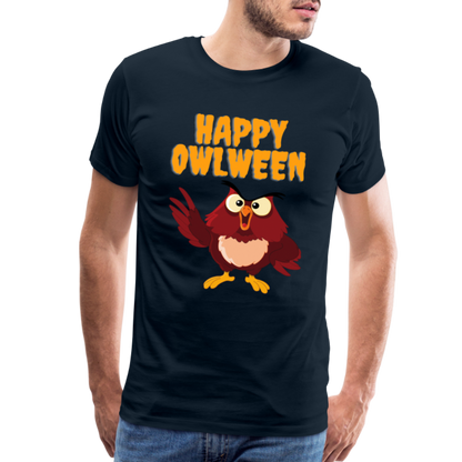 Happy Owlween, Happy Halloween, Monster, Trick Or Treat, Halloween, Spooky, Scary, Skull, halloween sweater, owl house, Men's Premium T-Shirt - deep navy