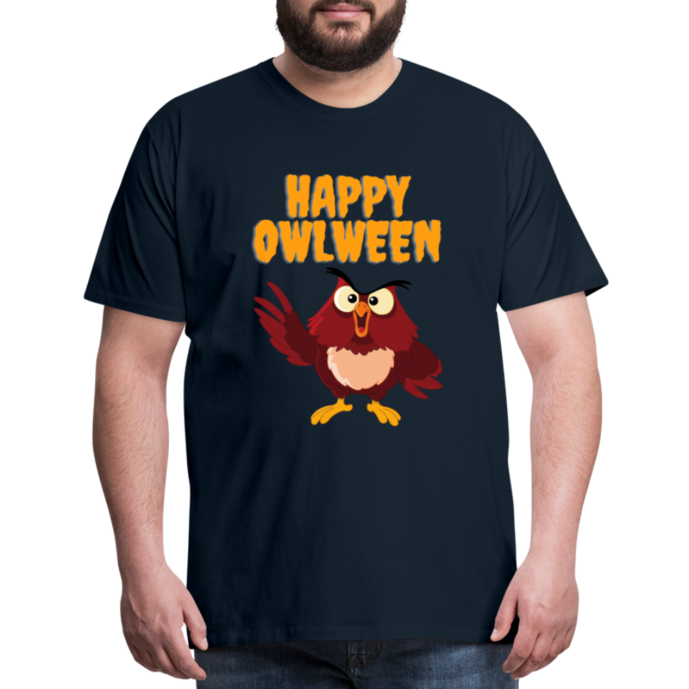 Happy Owlween, Happy Halloween, Monster, Trick Or Treat, Halloween, Spooky, Scary, Skull, halloween sweater, owl house, Men's Premium T-Shirt - deep navy
