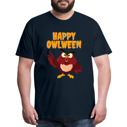 Happy Owlween, Happy Halloween, Monster, Trick Or Treat, Halloween, Spooky, Scary, Skull, halloween sweater, owl house, Men's Premium T-Shirt - deep navy