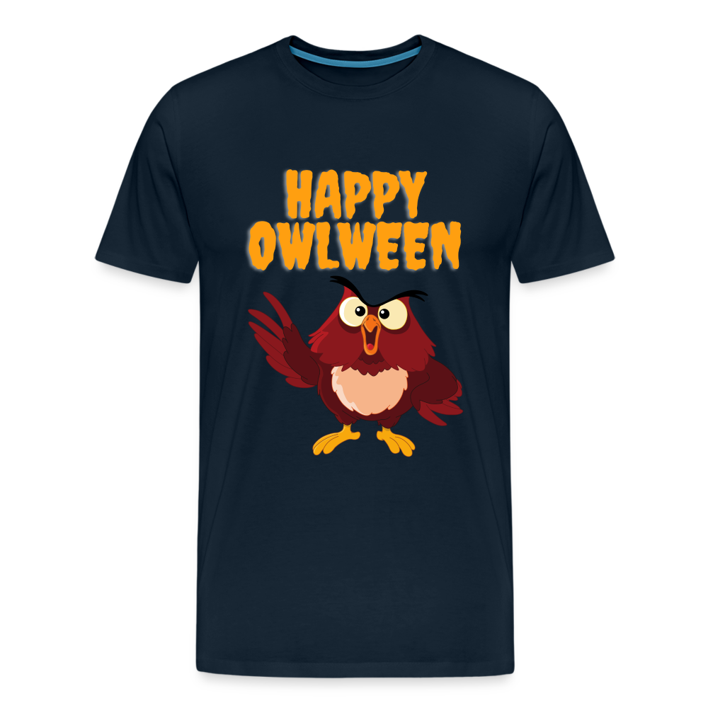 Happy Owlween, Happy Halloween, Monster, Trick Or Treat, Halloween, Spooky, Scary, Skull, halloween sweater, owl house, Men's Premium T-Shirt - deep navy
