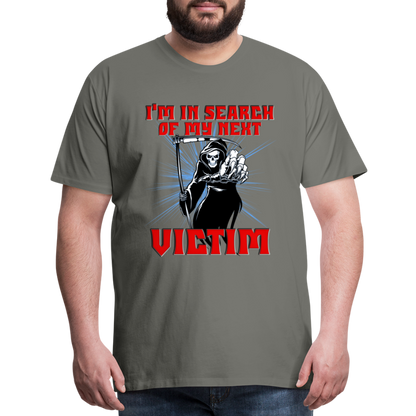 I'm In Search Of My Next Victim, Grim Reaper, Death, Happy Halloween, Monster, Trick Or Treat, Spooky, Scary, Skull, wolf, werewolf, orange, bat, red, Men's Premium T-Shirt - asphalt gray