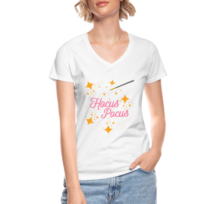 Hocus Pocus, Halloween, Witches, Witch, Sanderson sisters, Movies, Spell, Winifred, Winifred Sanderson, Fall, Funny, i put a spell on you, Mary Sanderson, movie, October, Women's V-Neck T-Shirt. - white