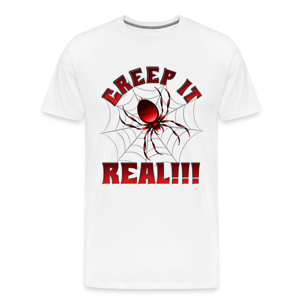 Creep It Real, Spider Shirt, Halloween Shirt Men, Black Spooky Shirt, Funny Halloween, Halloween, Web, Spiderweb Shirt, Men's Premium T-Shirt - white