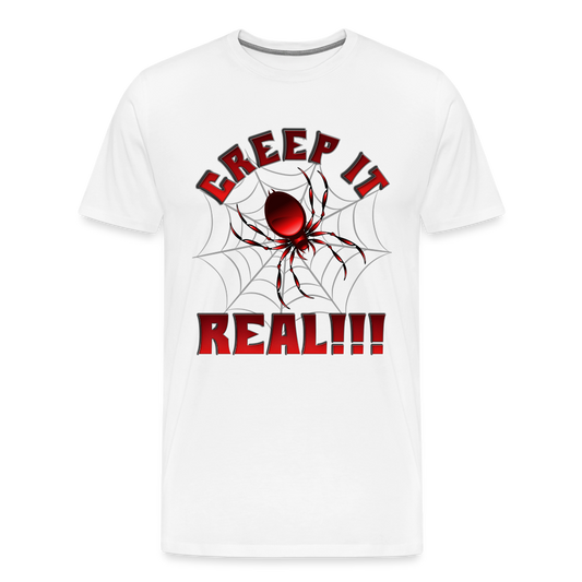 Creep It Real, Spider Shirt, Halloween Shirt Men, Black Spooky Shirt, Funny Halloween, Halloween, Web, Spiderweb Shirt, Men's Premium T-Shirt - white