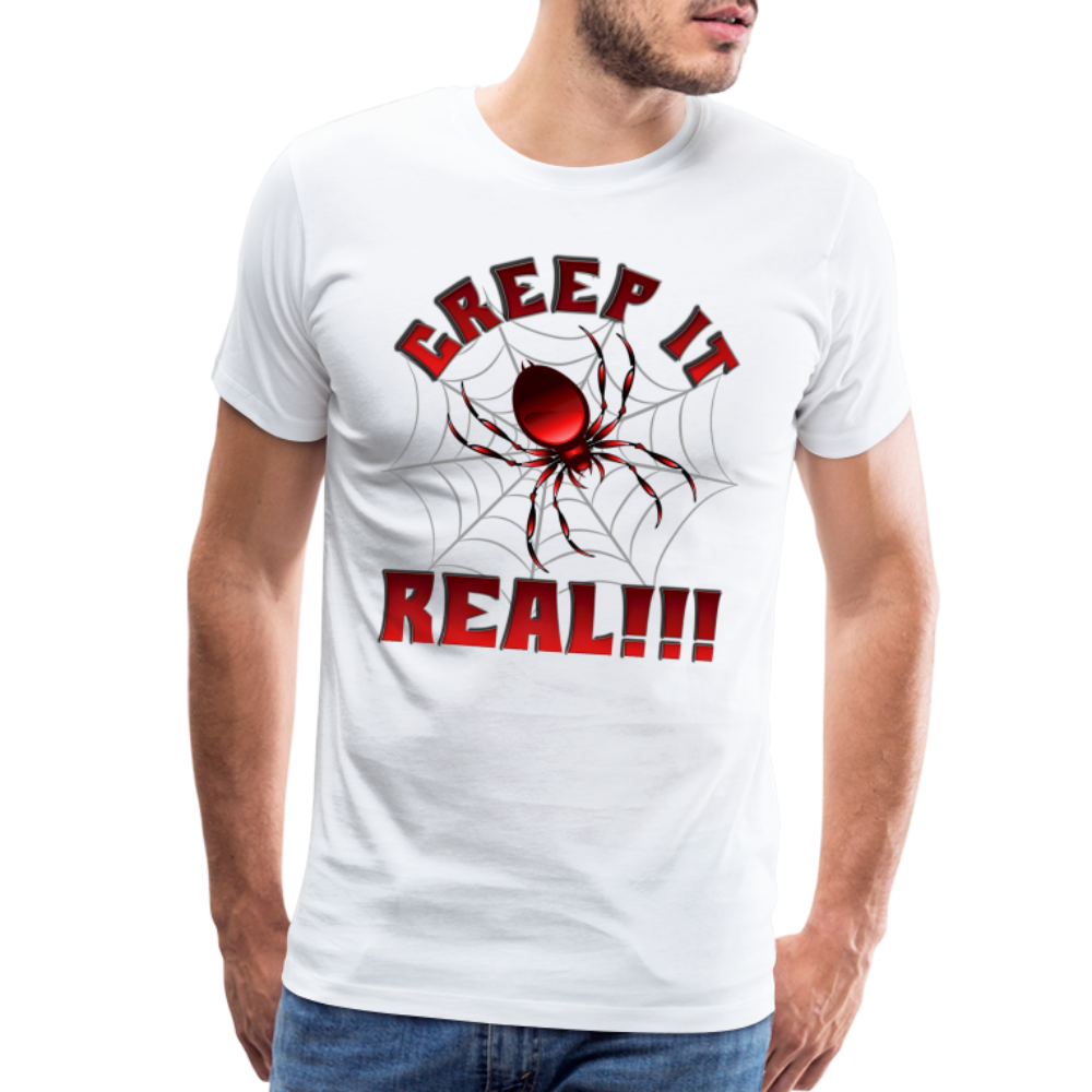 Creep It Real, Spider Shirt, Halloween Shirt Men, Black Spooky Shirt, Funny Halloween, Halloween, Web, Spiderweb Shirt, Men's Premium T-Shirt - white