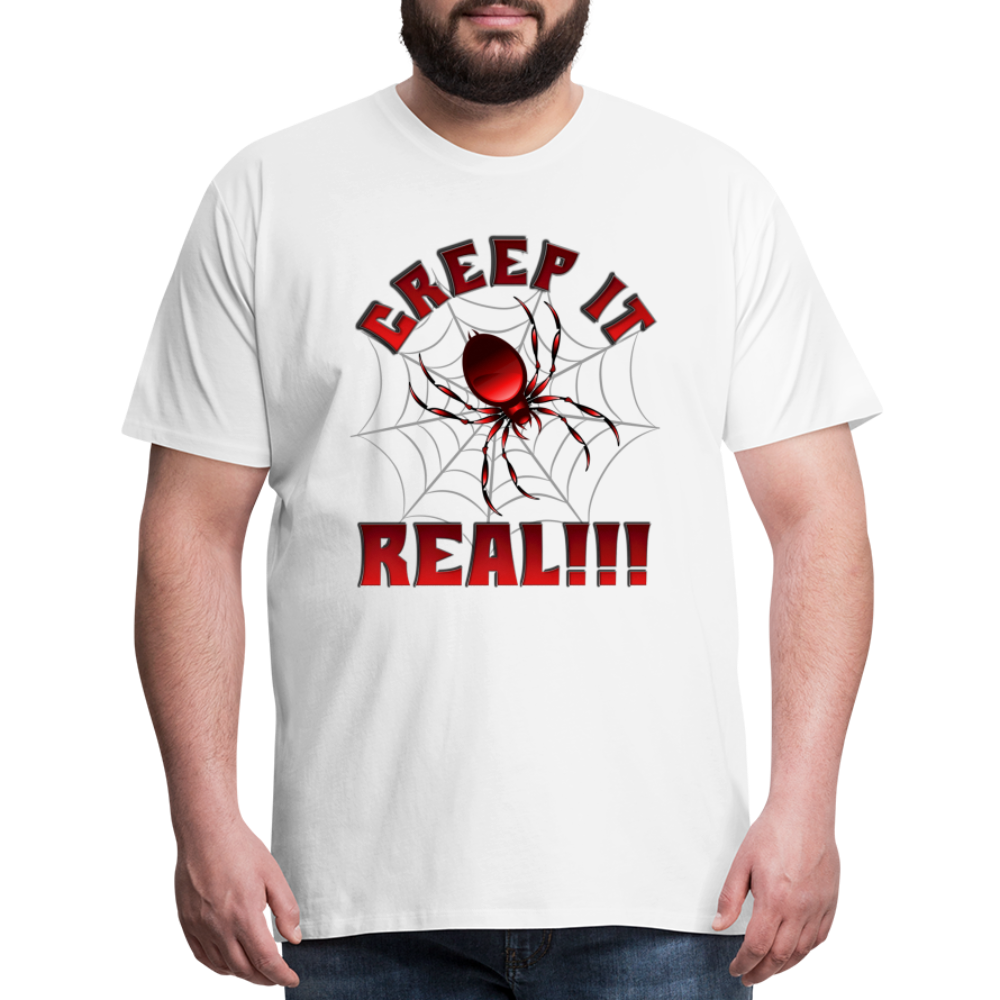 Creep It Real, Spider Shirt, Halloween Shirt Men, Black Spooky Shirt, Funny Halloween, Halloween, Web, Spiderweb Shirt, Men's Premium T-Shirt - white