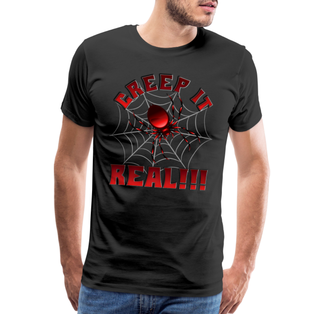 Creep It Real, Spider Shirt, Halloween Shirt Men, Black Spooky Shirt, Funny Halloween, Halloween, Web, Spiderweb Shirt, Men's Premium T-Shirt - black