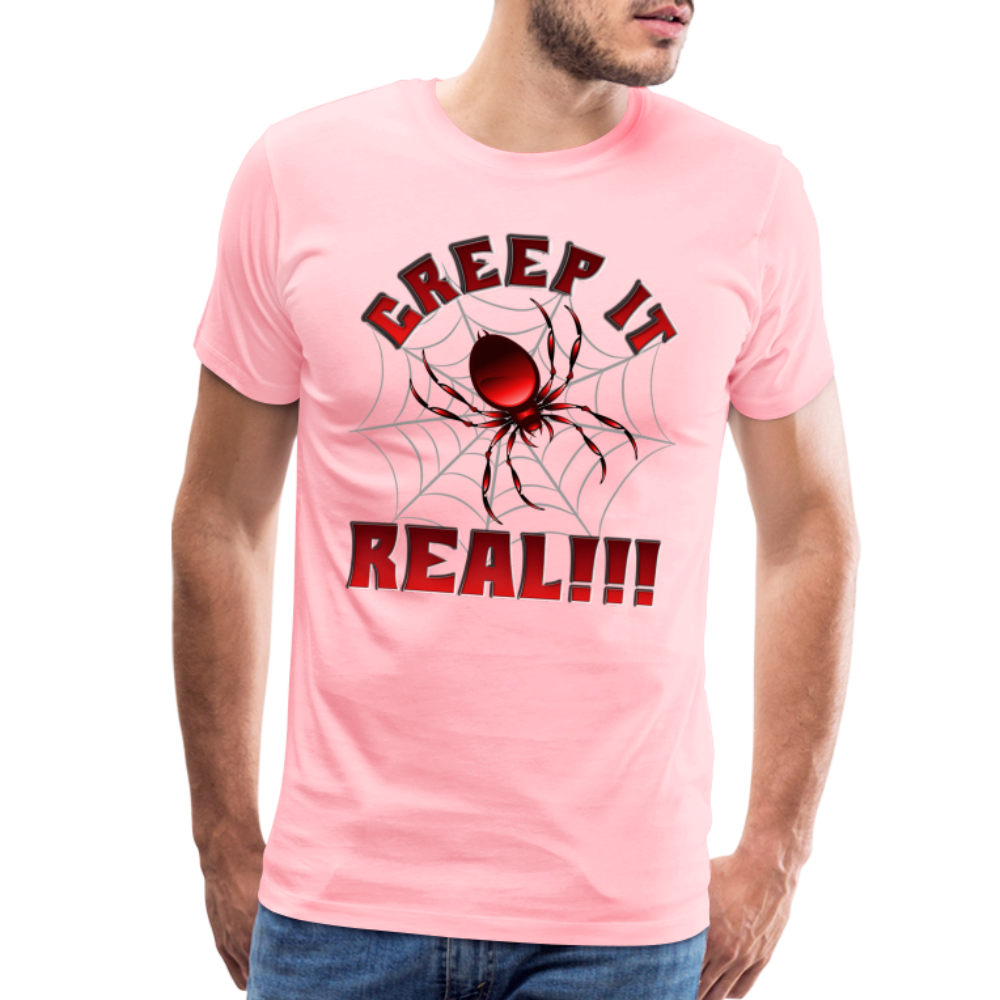 Creep It Real, Spider Shirt, Halloween Shirt Men, Black Spooky Shirt, Funny Halloween, Halloween, Web, Spiderweb Shirt, Men's Premium T-Shirt - pink