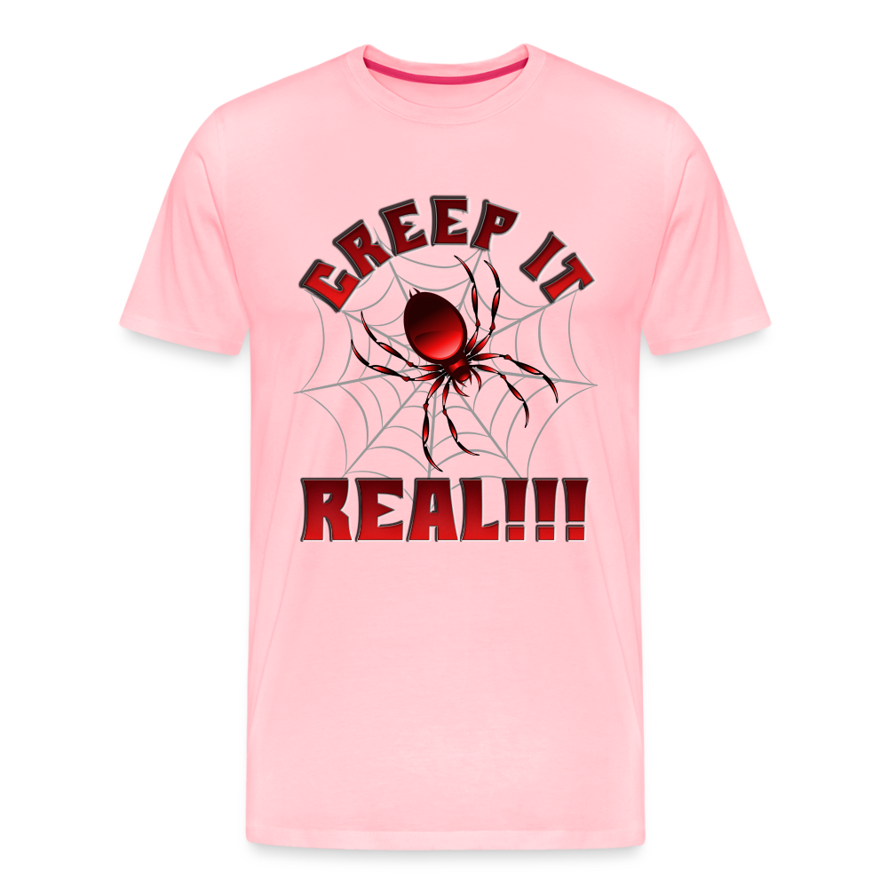 Creep It Real, Spider Shirt, Halloween Shirt Men, Black Spooky Shirt, Funny Halloween, Halloween, Web, Spiderweb Shirt, Men's Premium T-Shirt - pink