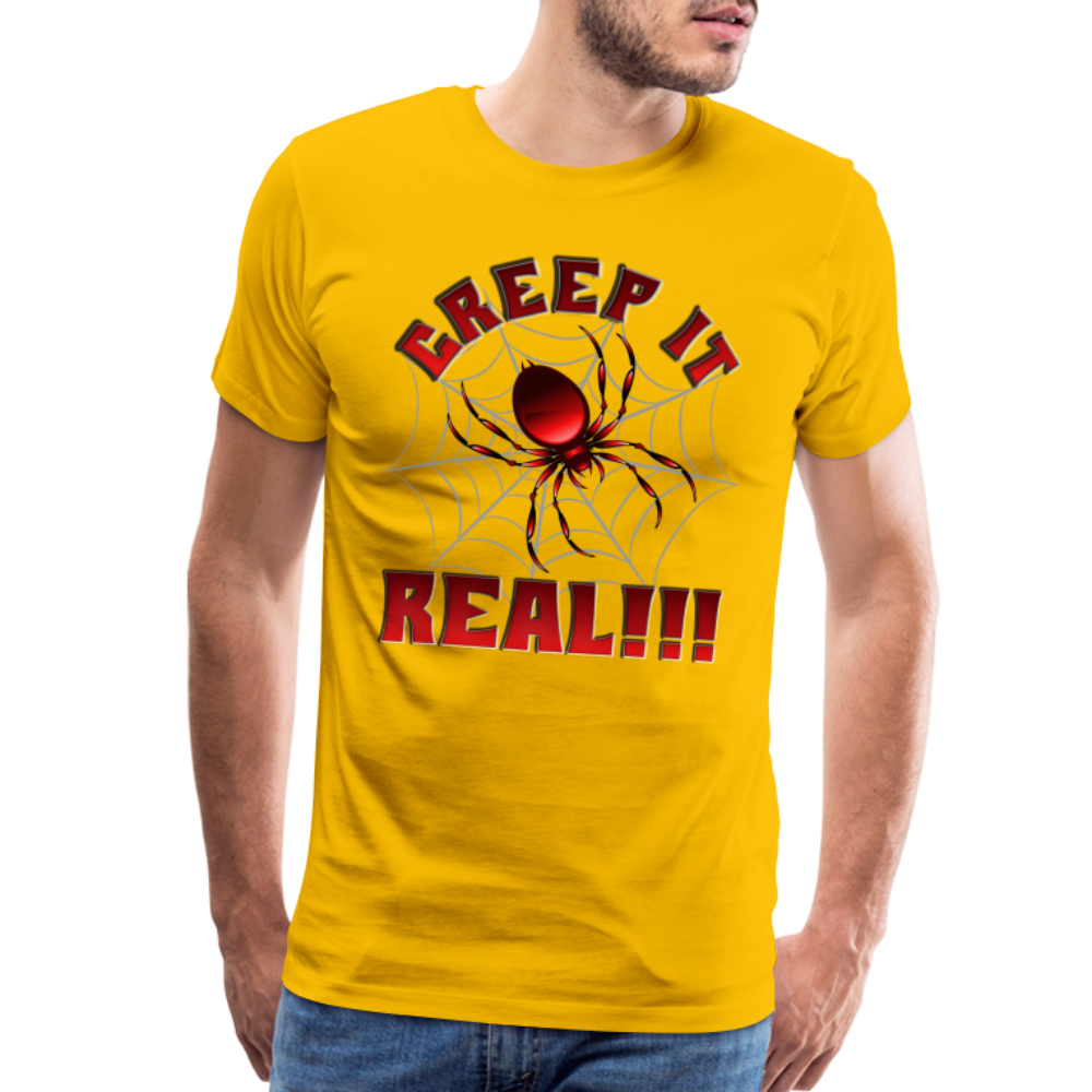 Creep It Real, Spider Shirt, Halloween Shirt Men, Black Spooky Shirt, Funny Halloween, Halloween, Web, Spiderweb Shirt, Men's Premium T-Shirt - sun yellow