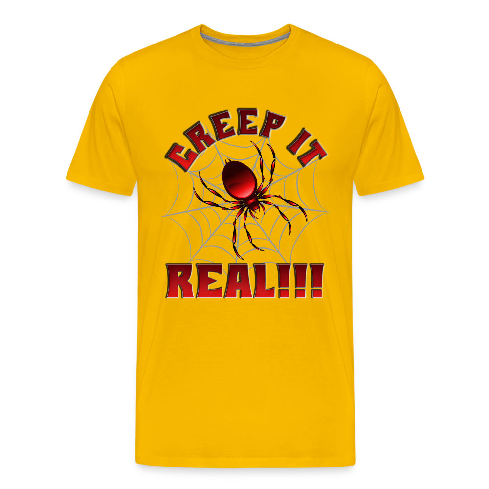 Creep It Real, Spider Shirt, Halloween Shirt Men, Black Spooky Shirt, Funny Halloween, Halloween, Web, Spiderweb Shirt, Men's Premium T-Shirt - sun yellow
