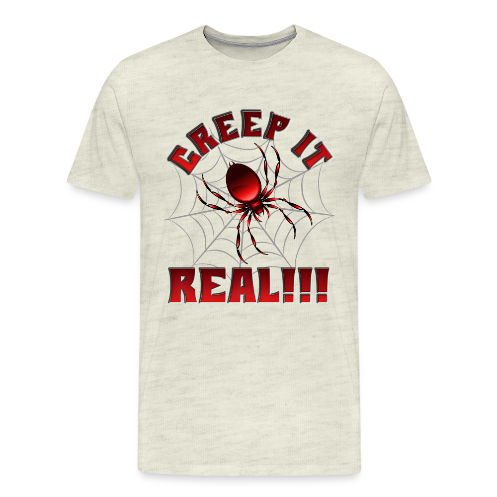 Creep It Real, Spider Shirt, Halloween Shirt Men, Black Spooky Shirt, Funny Halloween, Halloween, Web, Spiderweb Shirt, Men's Premium T-Shirt - heather oatmeal