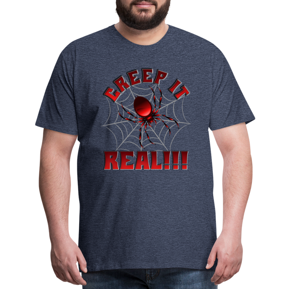 Creep It Real, Spider Shirt, Halloween Shirt Men, Black Spooky Shirt, Funny Halloween, Halloween, Web, Spiderweb Shirt, Men's Premium T-Shirt - heather blue