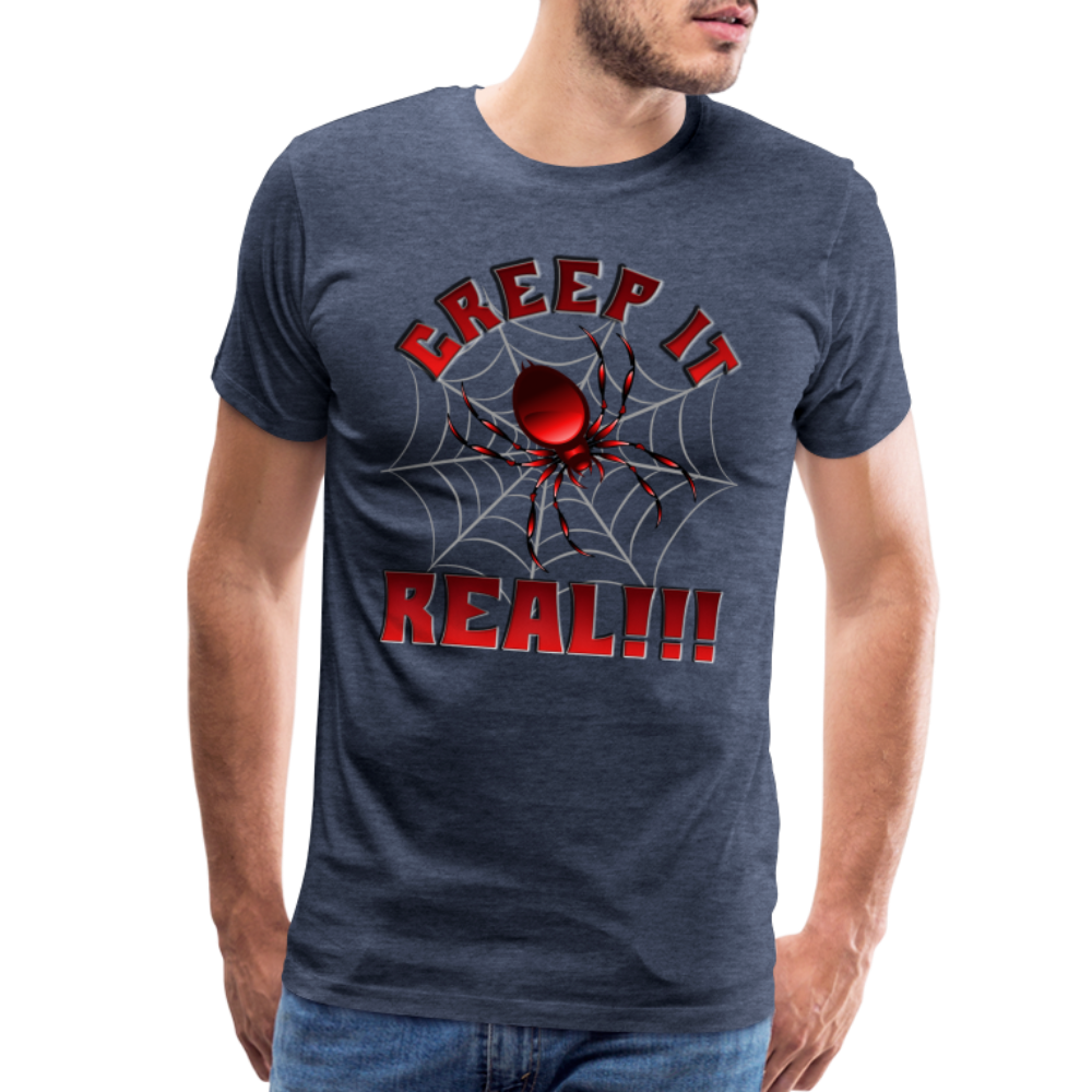 Creep It Real, Spider Shirt, Halloween Shirt Men, Black Spooky Shirt, Funny Halloween, Halloween, Web, Spiderweb Shirt, Men's Premium T-Shirt - heather blue