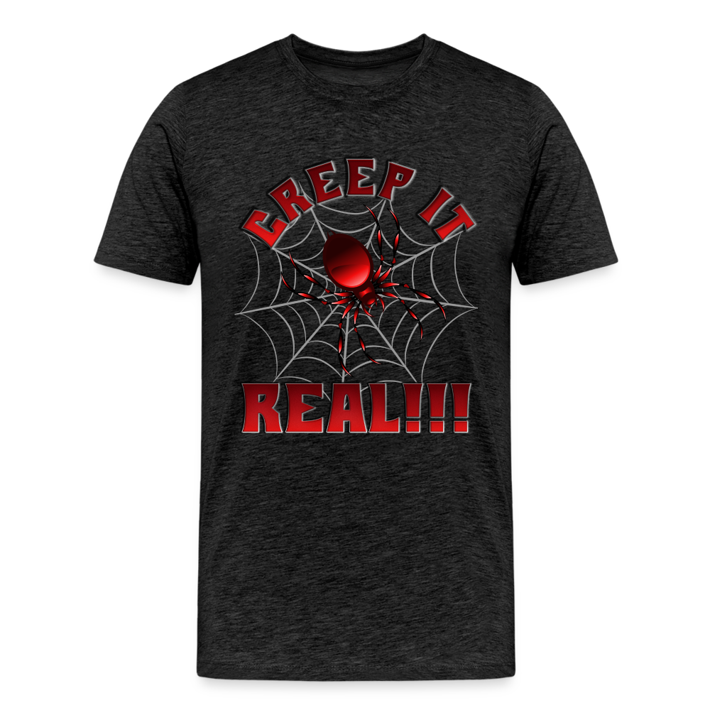 Creep It Real, Spider Shirt, Halloween Shirt Men, Black Spooky Shirt, Funny Halloween, Halloween, Web, Spiderweb Shirt, Men's Premium T-Shirt - charcoal grey