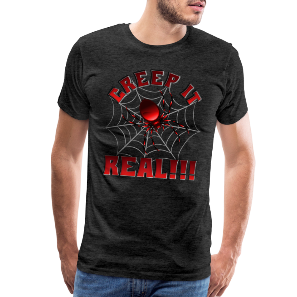 Creep It Real, Spider Shirt, Halloween Shirt Men, Black Spooky Shirt, Funny Halloween, Halloween, Web, Spiderweb Shirt, Men's Premium T-Shirt - charcoal grey