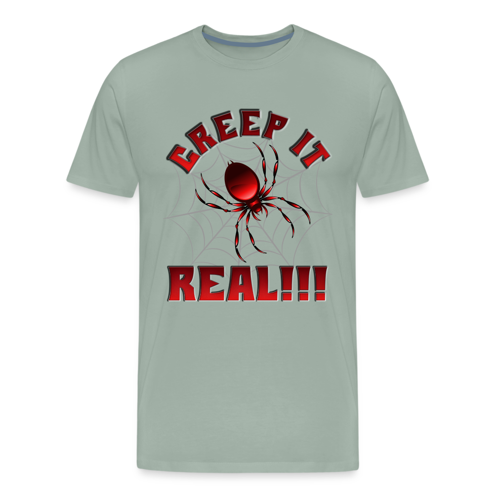 Creep It Real, Spider Shirt, Halloween Shirt Men, Black Spooky Shirt, Funny Halloween, Halloween, Web, Spiderweb Shirt, Men's Premium T-Shirt - steel green