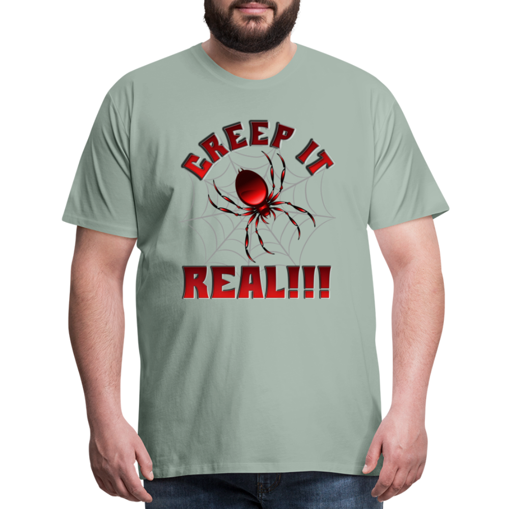 Creep It Real, Spider Shirt, Halloween Shirt Men, Black Spooky Shirt, Funny Halloween, Halloween, Web, Spiderweb Shirt, Men's Premium T-Shirt - steel green