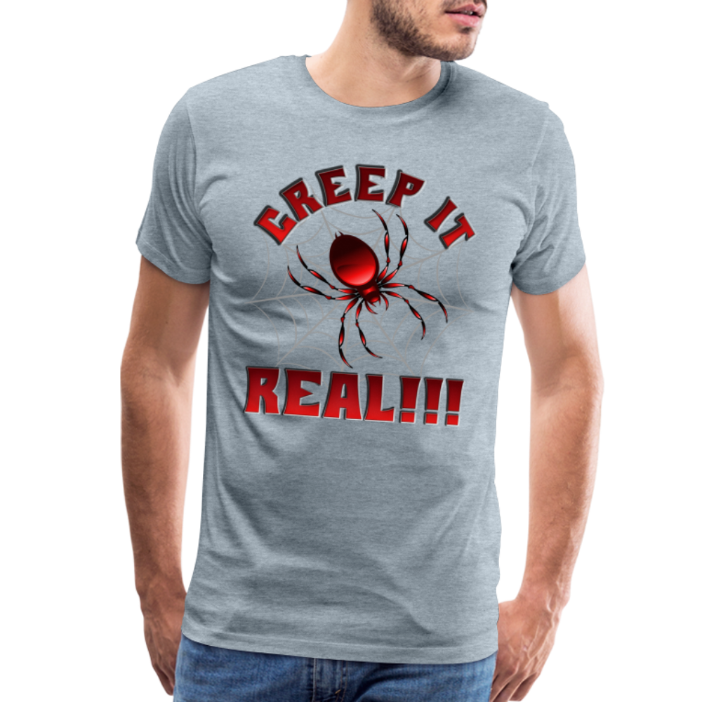 Creep It Real, Spider Shirt, Halloween Shirt Men, Black Spooky Shirt, Funny Halloween, Halloween, Web, Spiderweb Shirt, Men's Premium T-Shirt - heather ice blue