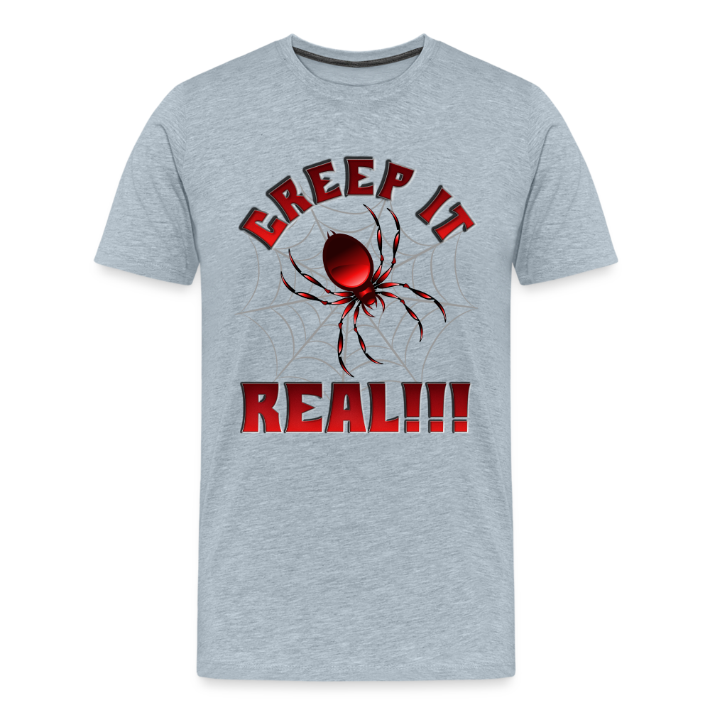 Creep It Real, Spider Shirt, Halloween Shirt Men, Black Spooky Shirt, Funny Halloween, Halloween, Web, Spiderweb Shirt, Men's Premium T-Shirt - heather ice blue