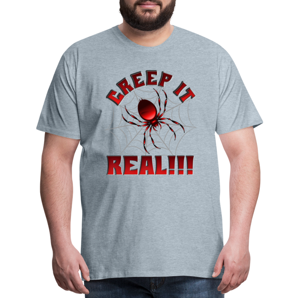 Creep It Real, Spider Shirt, Halloween Shirt Men, Black Spooky Shirt, Funny Halloween, Halloween, Web, Spiderweb Shirt, Men's Premium T-Shirt - heather ice blue