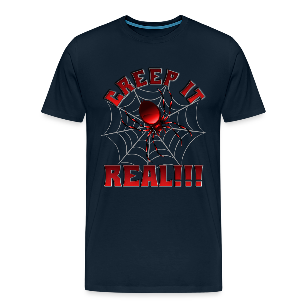 Creep It Real, Spider Shirt, Halloween Shirt Men, Black Spooky Shirt, Funny Halloween, Halloween, Web, Spiderweb Shirt, Men's Premium T-Shirt - deep navy