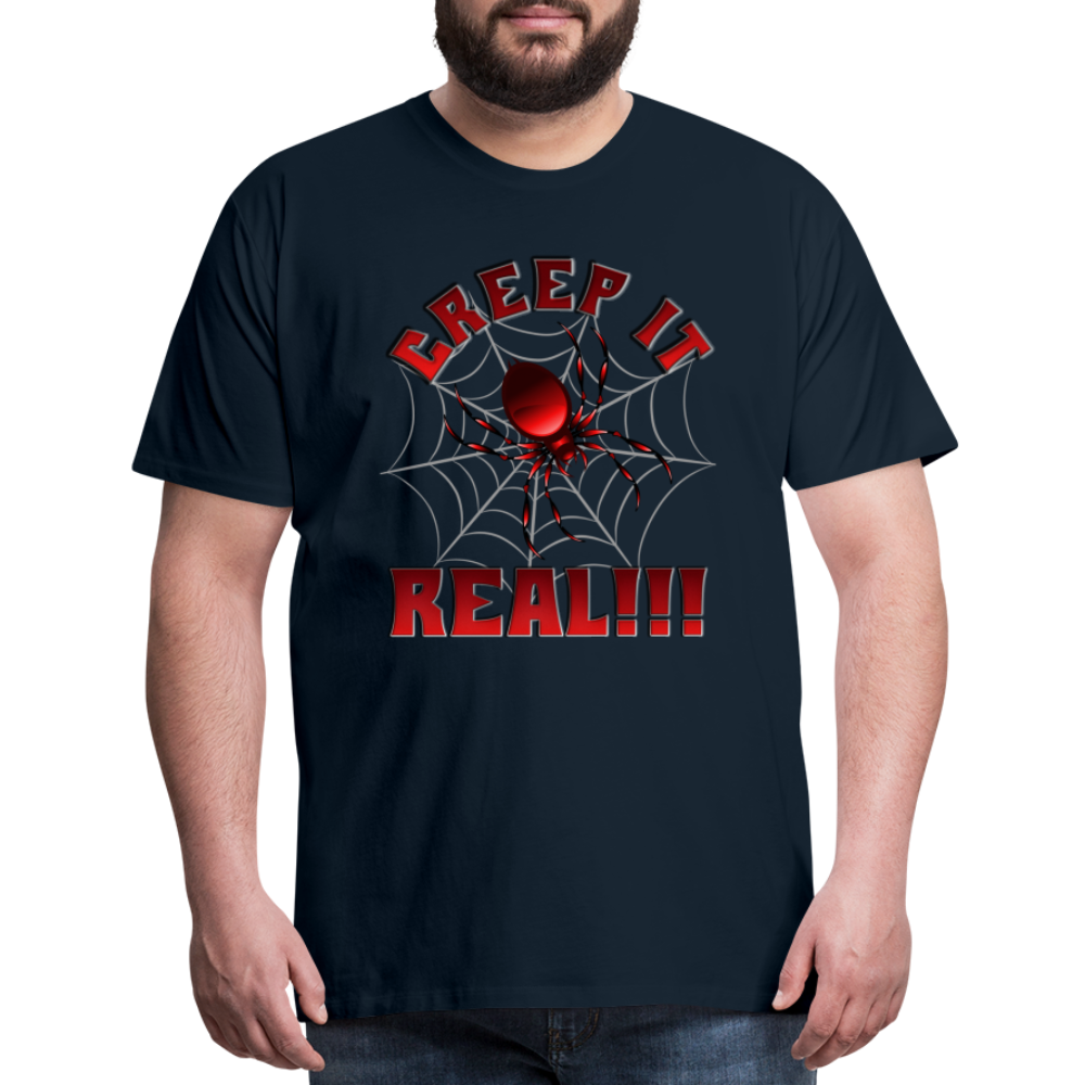 Creep It Real, Spider Shirt, Halloween Shirt Men, Black Spooky Shirt, Funny Halloween, Halloween, Web, Spiderweb Shirt, Men's Premium T-Shirt - deep navy