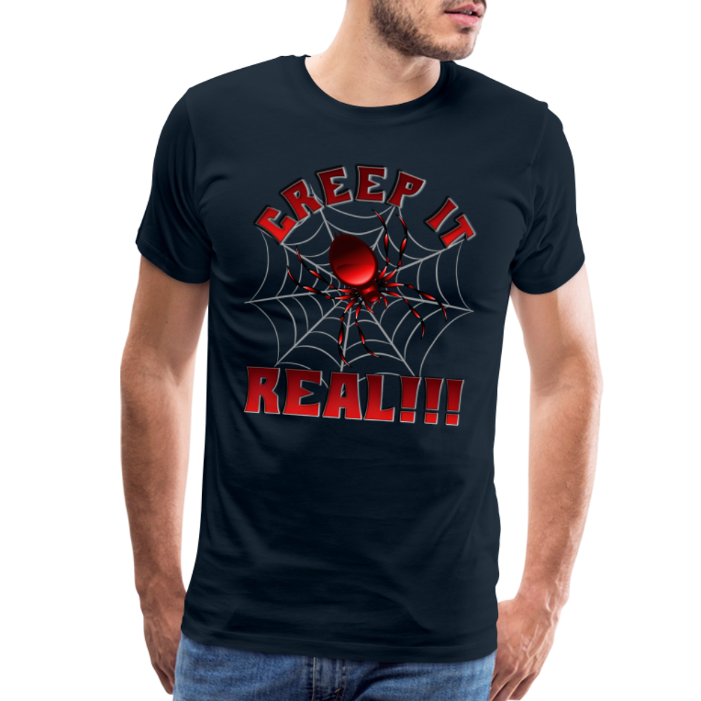 Creep It Real, Spider Shirt, Halloween Shirt Men, Black Spooky Shirt, Funny Halloween, Halloween, Web, Spiderweb Shirt, Men's Premium T-Shirt - deep navy