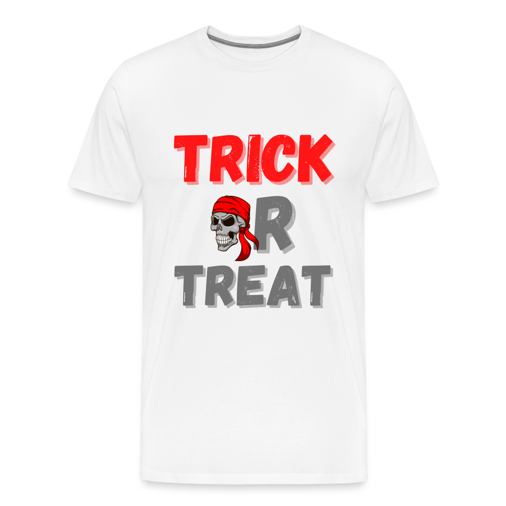 Trick or treat, halloween, horror, cute, october, pumpkin, scary, spooky, funny, cat, creepy, fall, ghost, halloween party, witch, autumn, candy, kawaii, jack o lantern, skeleton, trick or treating, Men's Premium T-Shirt - white
