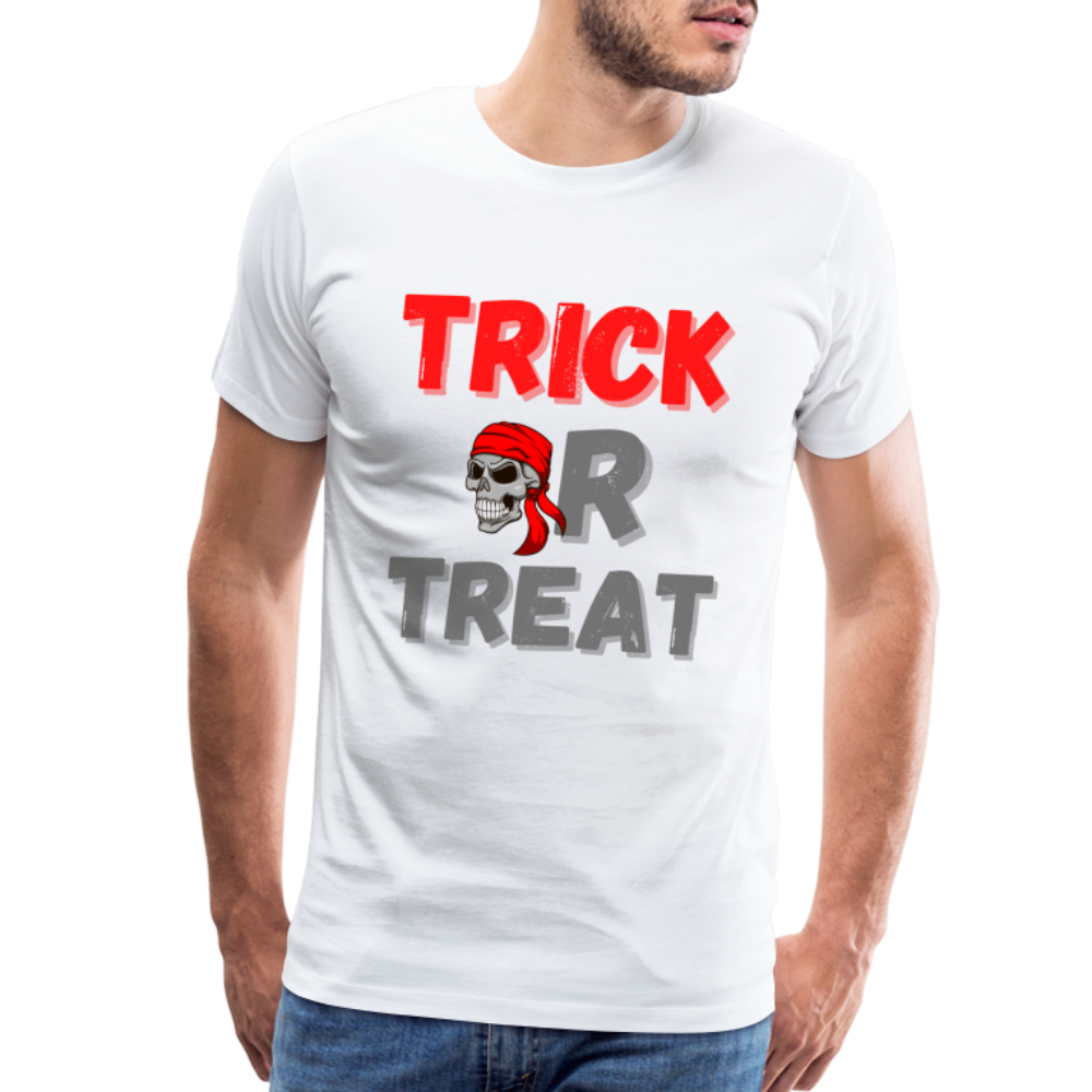 Trick or treat, halloween, horror, cute, october, pumpkin, scary, spooky, funny, cat, creepy, fall, ghost, halloween party, witch, autumn, candy, kawaii, jack o lantern, skeleton, trick or treating, Men's Premium T-Shirt - white