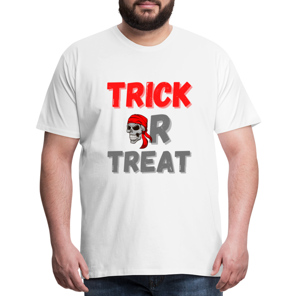 Trick or treat, halloween, horror, cute, october, pumpkin, scary, spooky, funny, cat, creepy, fall, ghost, halloween party, witch, autumn, candy, kawaii, jack o lantern, skeleton, trick or treating, Men's Premium T-Shirt - white