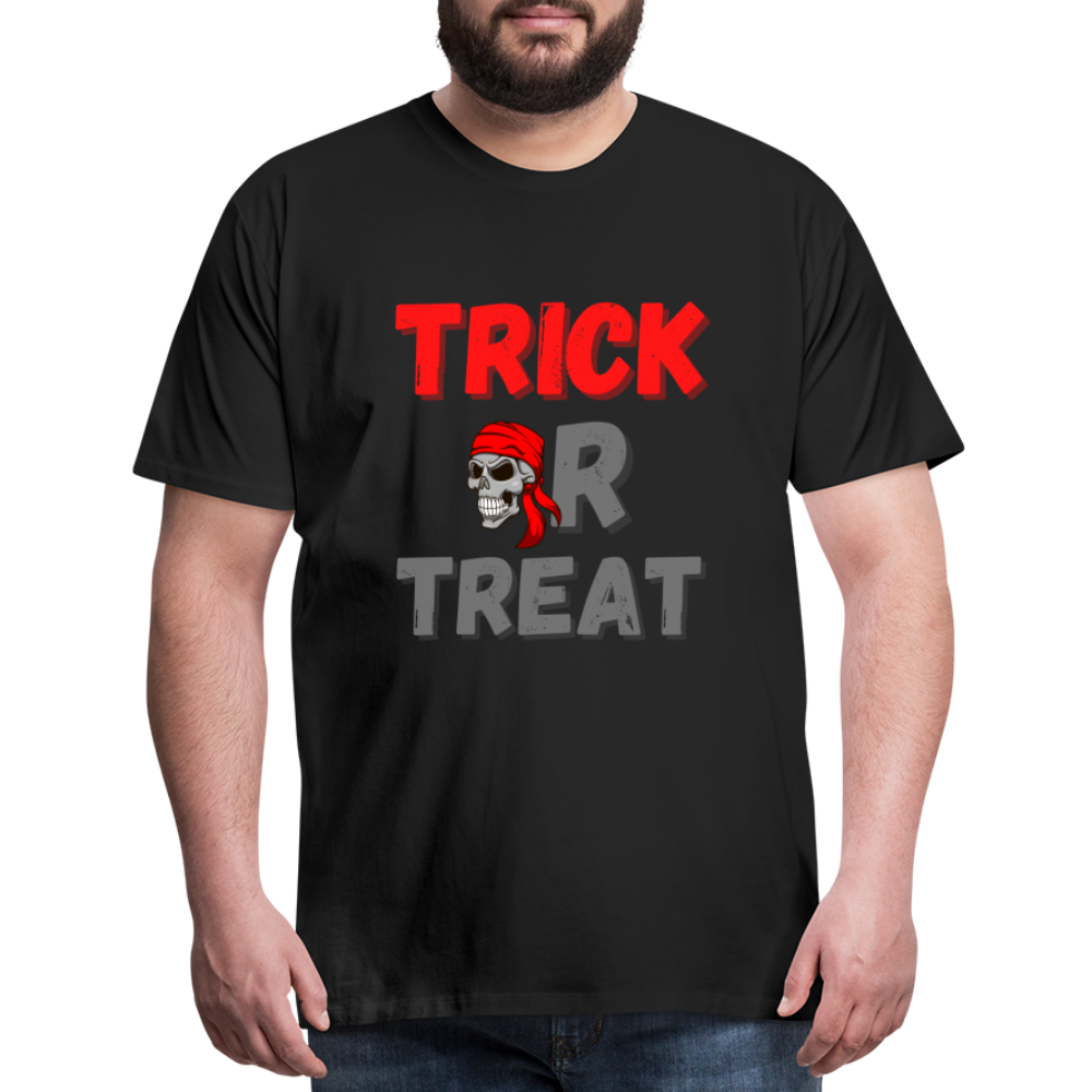 Trick or treat, halloween, horror, cute, october, pumpkin, scary, spooky, funny, cat, creepy, fall, ghost, halloween party, witch, autumn, candy, kawaii, jack o lantern, skeleton, trick or treating, Men's Premium T-Shirt - black