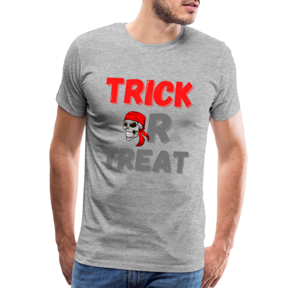 Trick or treat, halloween, horror, cute, october, pumpkin, scary, spooky, funny, cat, creepy, fall, ghost, halloween party, witch, autumn, candy, kawaii, jack o lantern, skeleton, trick or treating, Men's Premium T-Shirt - heather gray
