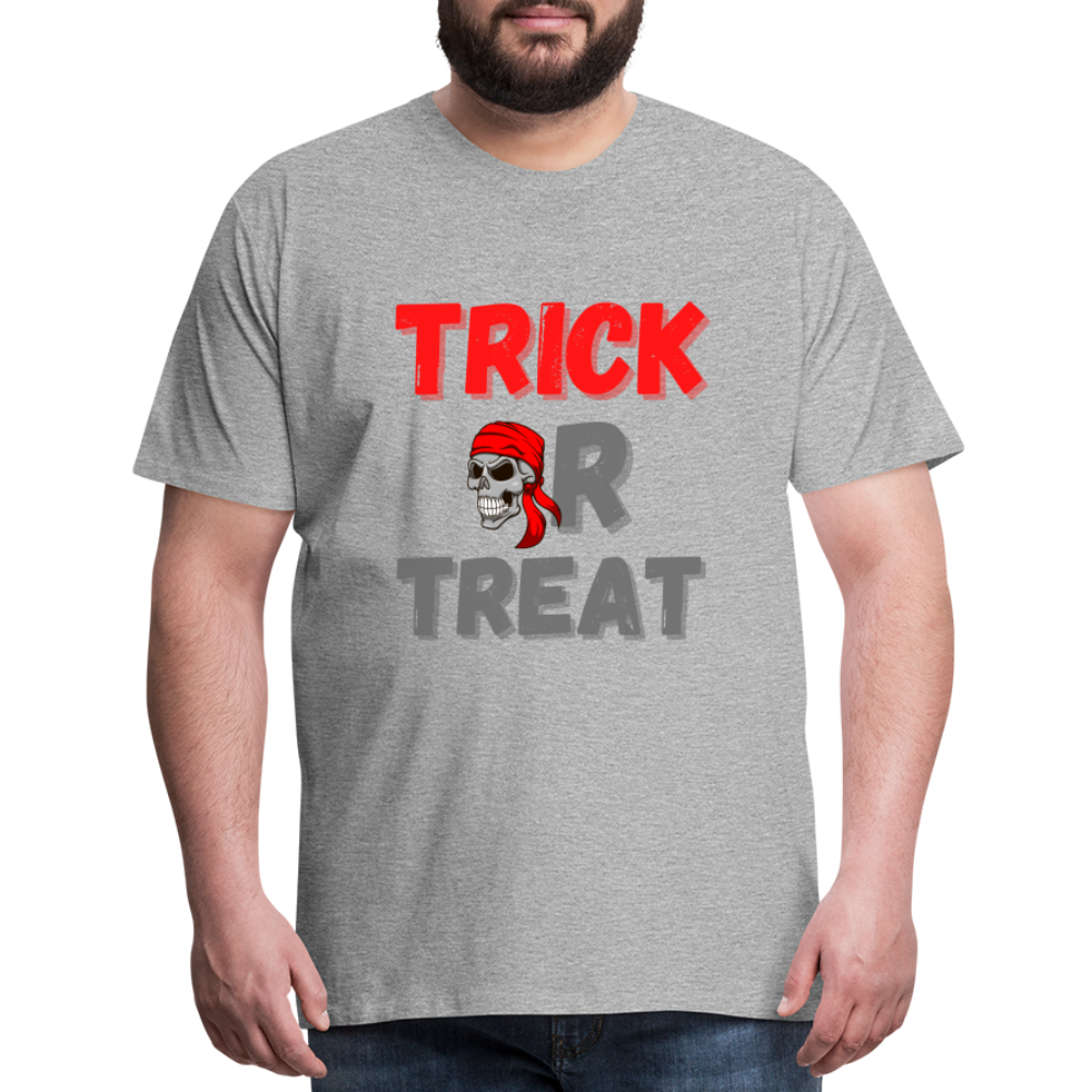 Trick or treat, halloween, horror, cute, october, pumpkin, scary, spooky, funny, cat, creepy, fall, ghost, halloween party, witch, autumn, candy, kawaii, jack o lantern, skeleton, trick or treating, Men's Premium T-Shirt - heather gray