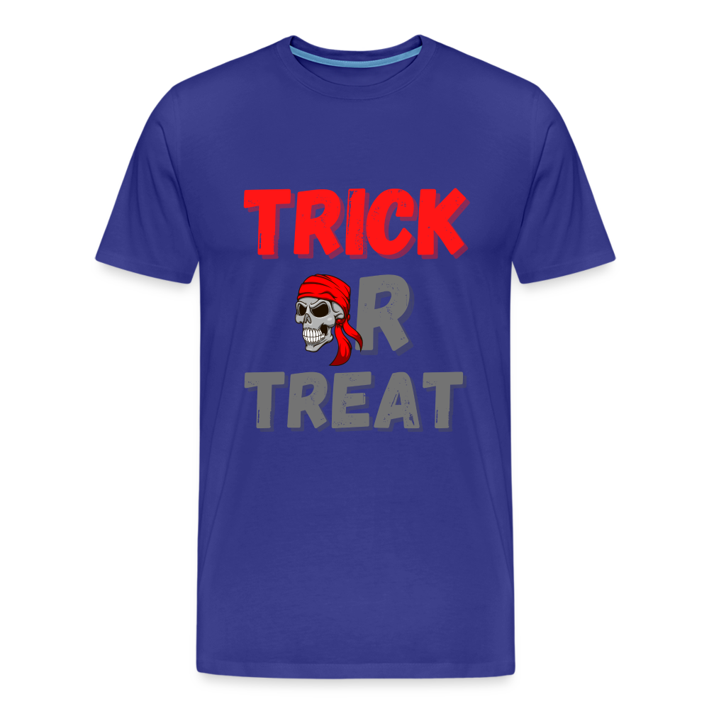 Trick or treat, halloween, horror, cute, october, pumpkin, scary, spooky, funny, cat, creepy, fall, ghost, halloween party, witch, autumn, candy, kawaii, jack o lantern, skeleton, trick or treating, Men's Premium T-Shirt - royal blue