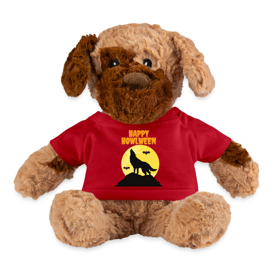 Happy Howlween, Happy Halloween, Monster, Trick Or Treat, Halloween, Spooky, Scary, Skull, Plushy Dog - red