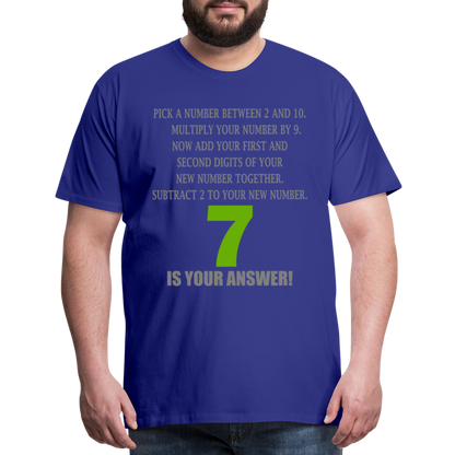 Problem Solving Math Teacher Shirt, Mathematics Shirt, Funny Joke Shirt, Answer Quote Lucky 7 Shirt, Mind Reading Sarcastic Cool Men's Premium T-Shirt - royal blue