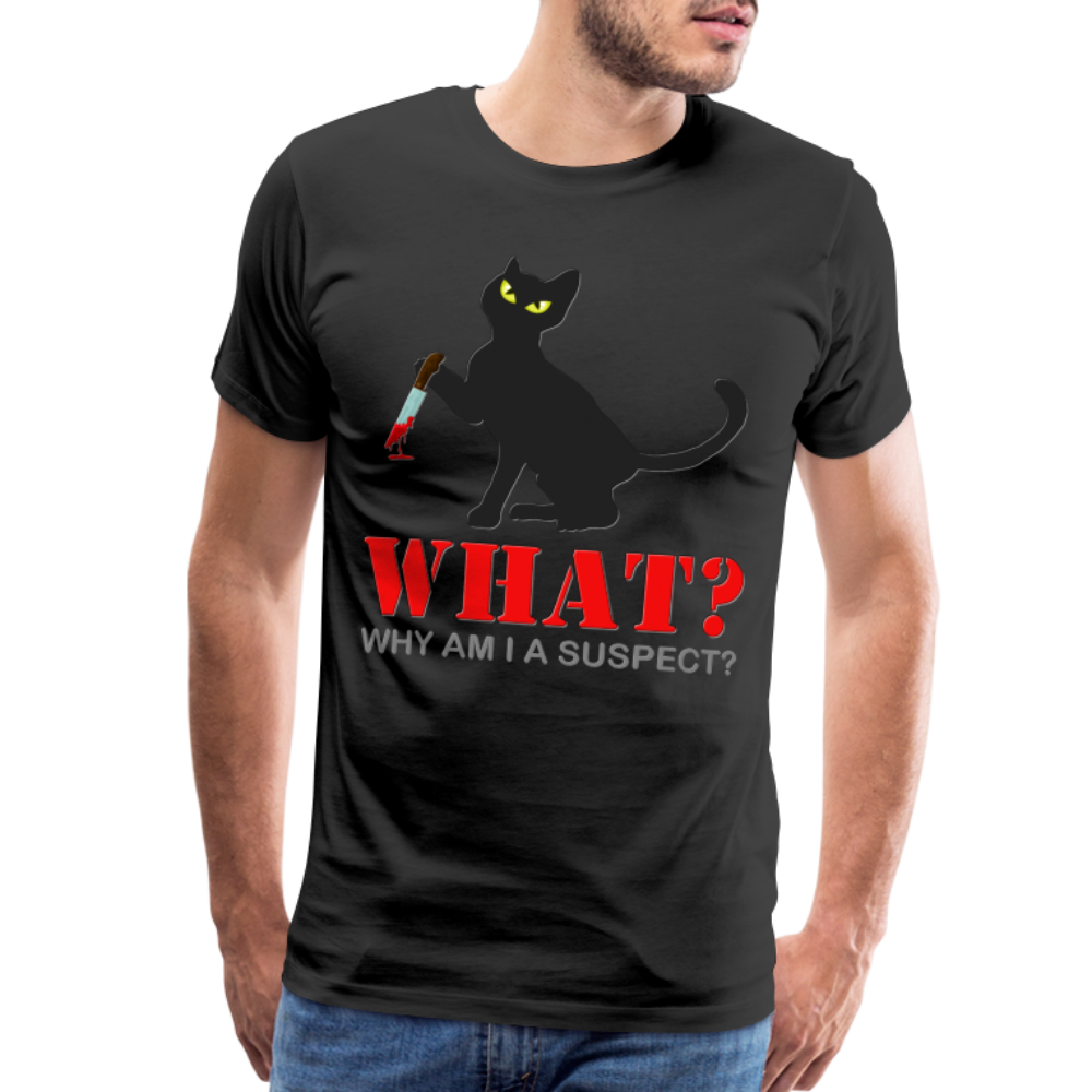 Halloween Cat Shirt, Why Am I A Suspect Shirt, Murderous Cat With Knife T-Shirt, Murderous Cat Shirt, Mens Premium T-Shirt - black
