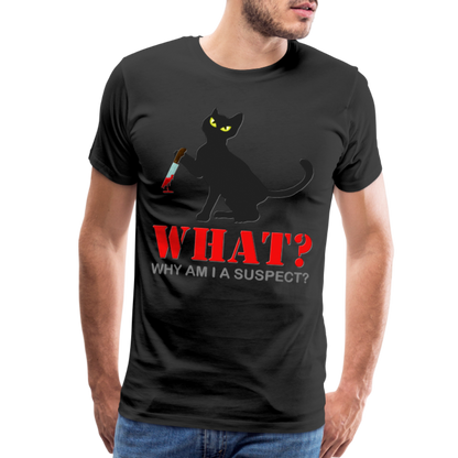 Halloween Cat Shirt, Why Am I A Suspect Shirt, Murderous Cat With Knife T-Shirt, Murderous Cat Shirt, Mens Premium T-Shirt - black
