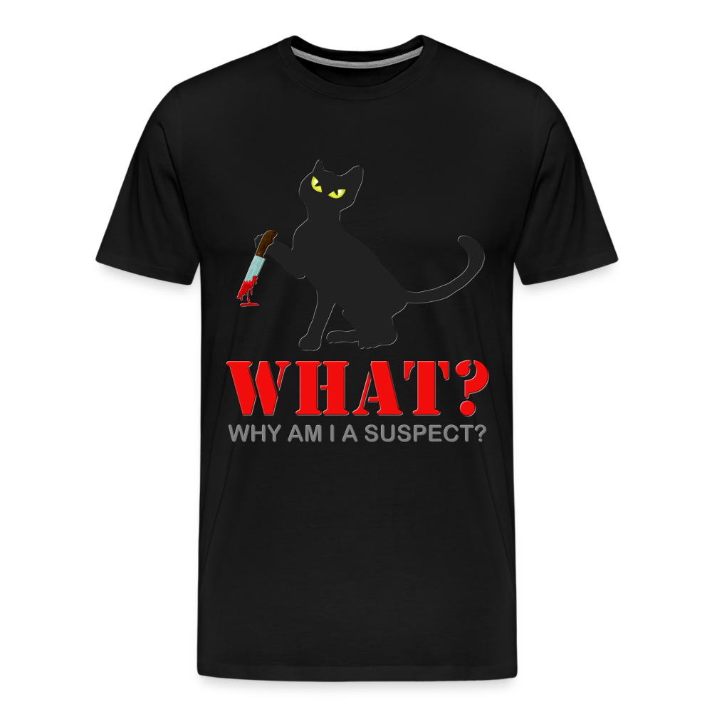 Halloween Cat Shirt, Why Am I A Suspect Shirt, Murderous Cat With Knife T-Shirt, Murderous Cat Shirt, Mens Premium T-Shirt - black