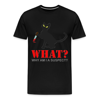 Halloween Cat Shirt, Why Am I A Suspect Shirt, Murderous Cat With Knife T-Shirt, Murderous Cat Shirt, Mens Premium T-Shirt - black