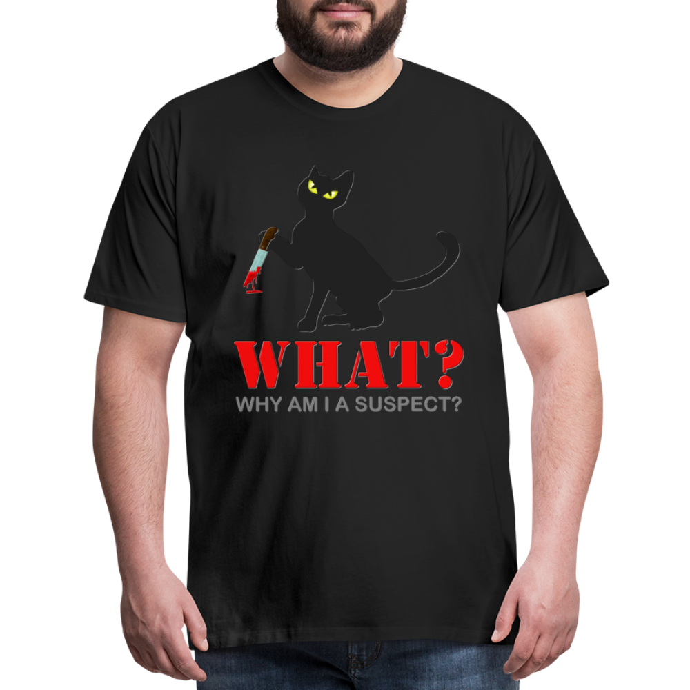 Halloween Cat Shirt, Why Am I A Suspect Shirt, Murderous Cat With Knife T-Shirt, Murderous Cat Shirt, Mens Premium T-Shirt - black